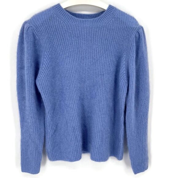 Lewit Blue Mohair Silk Wool Hydrangea Sweater Lg - Picture 1 of 10